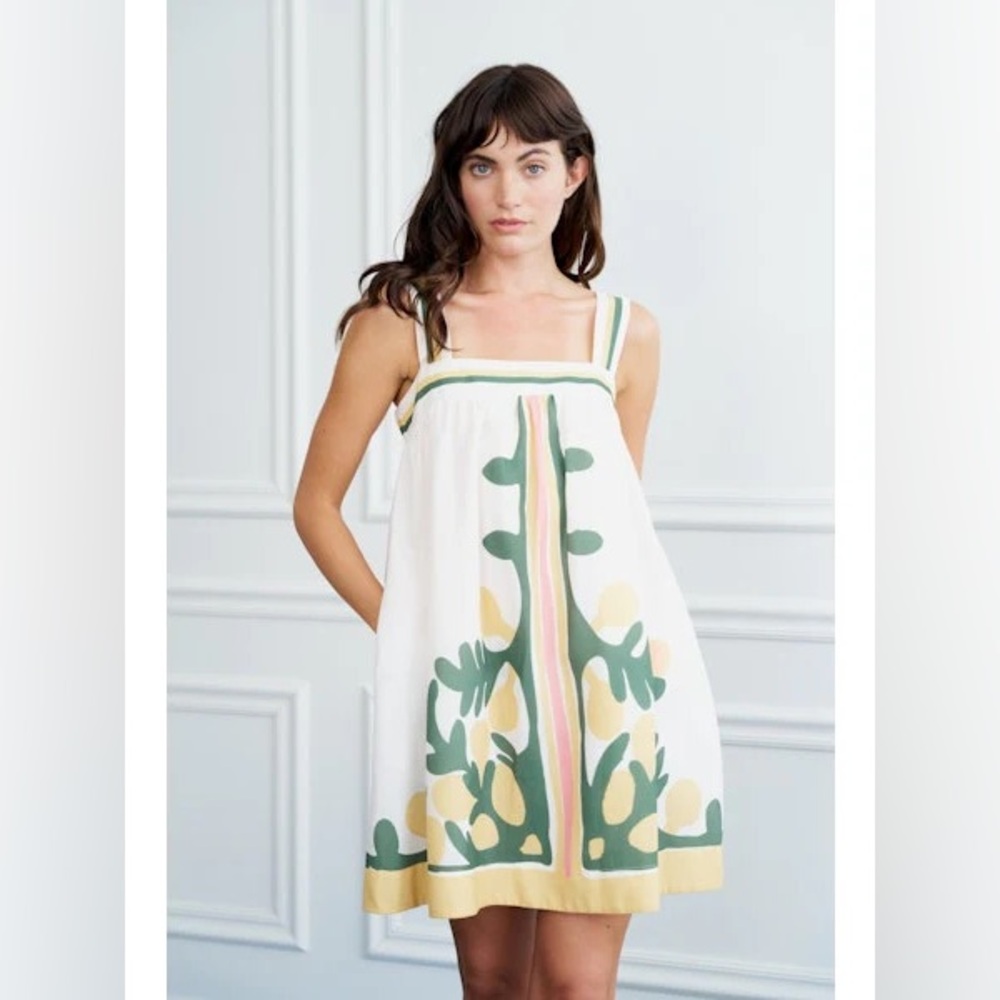 Elegant White and Green Dress
